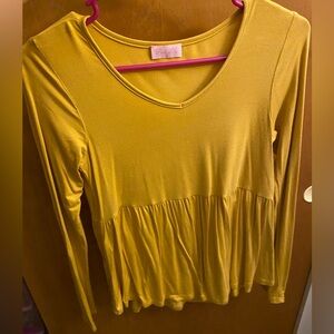 Pink Lily Mustard Yellow Long Sleeve Top